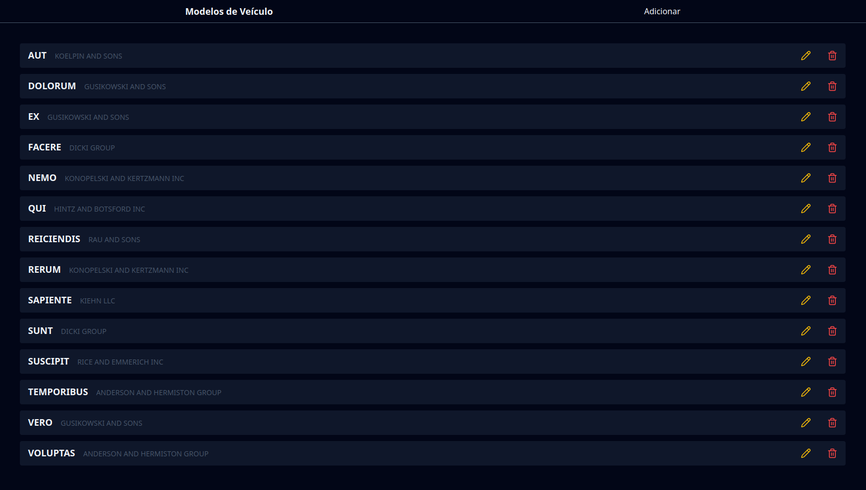 Modelos de veículos